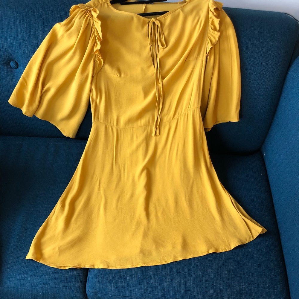 Mango muted yellow summer dress size S